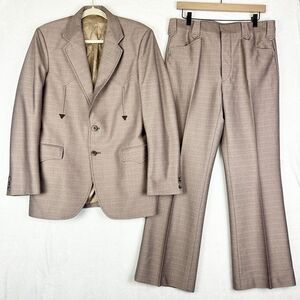 Circle S Vintage 2 pc Suit Blazer Size 40R Pants 32x30 Tan Western USA Made